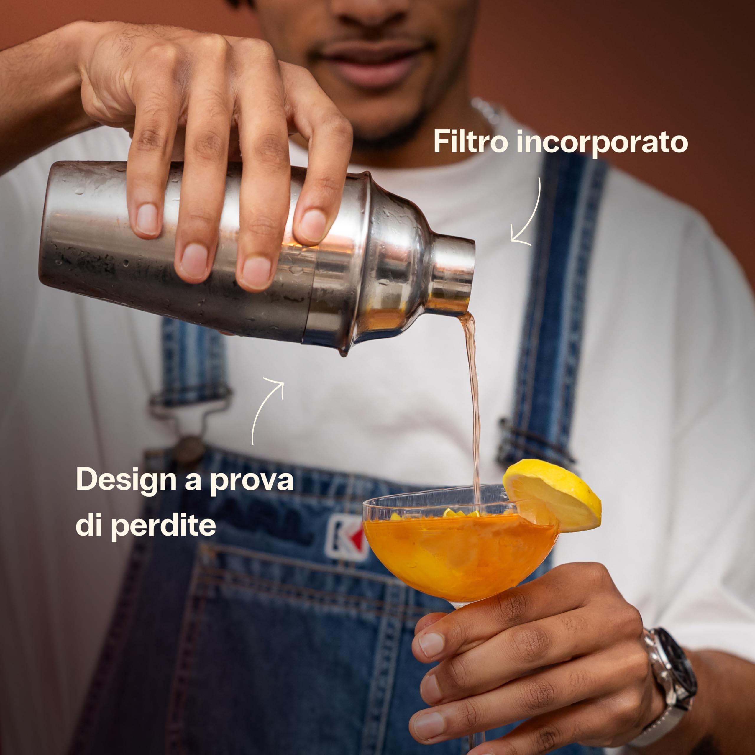 Cocora Martini Cocktail Set Regalo | Set Barman da 8 Pezzi | Kit Cocktail | Shaker Cocktail | Dosatore Cocktail | Bicchieri Cocktail | Cucchiaio Cocktail | Idea Regalo | Eco Friendly (Rose)