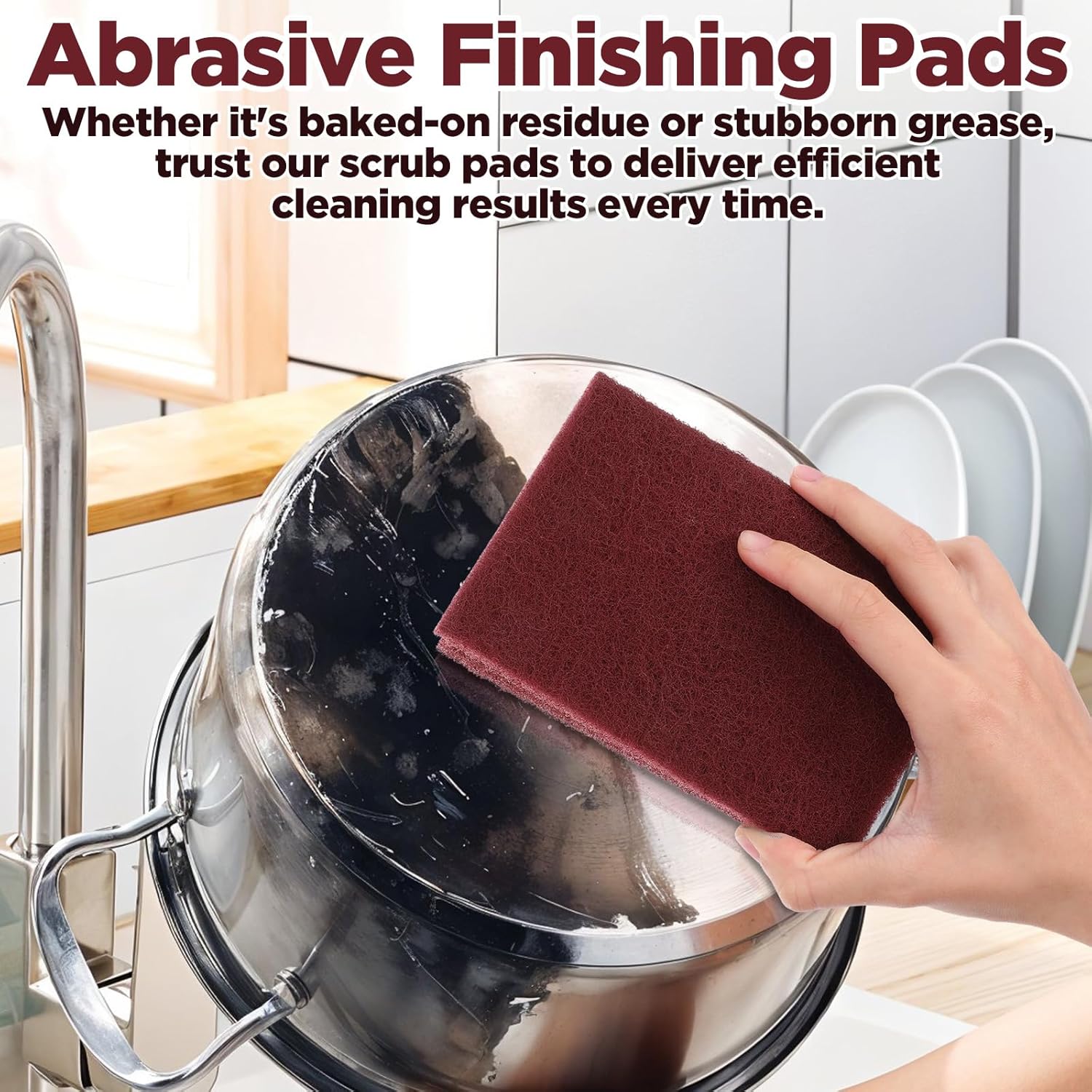 20 Pack 7447 General Purpose Scrub Pad - Maroon, 6" X 9" Abrasive Finishing Pad for Paint Prep, Scuffing, Scouring, Sanding, Adhesion Scratch