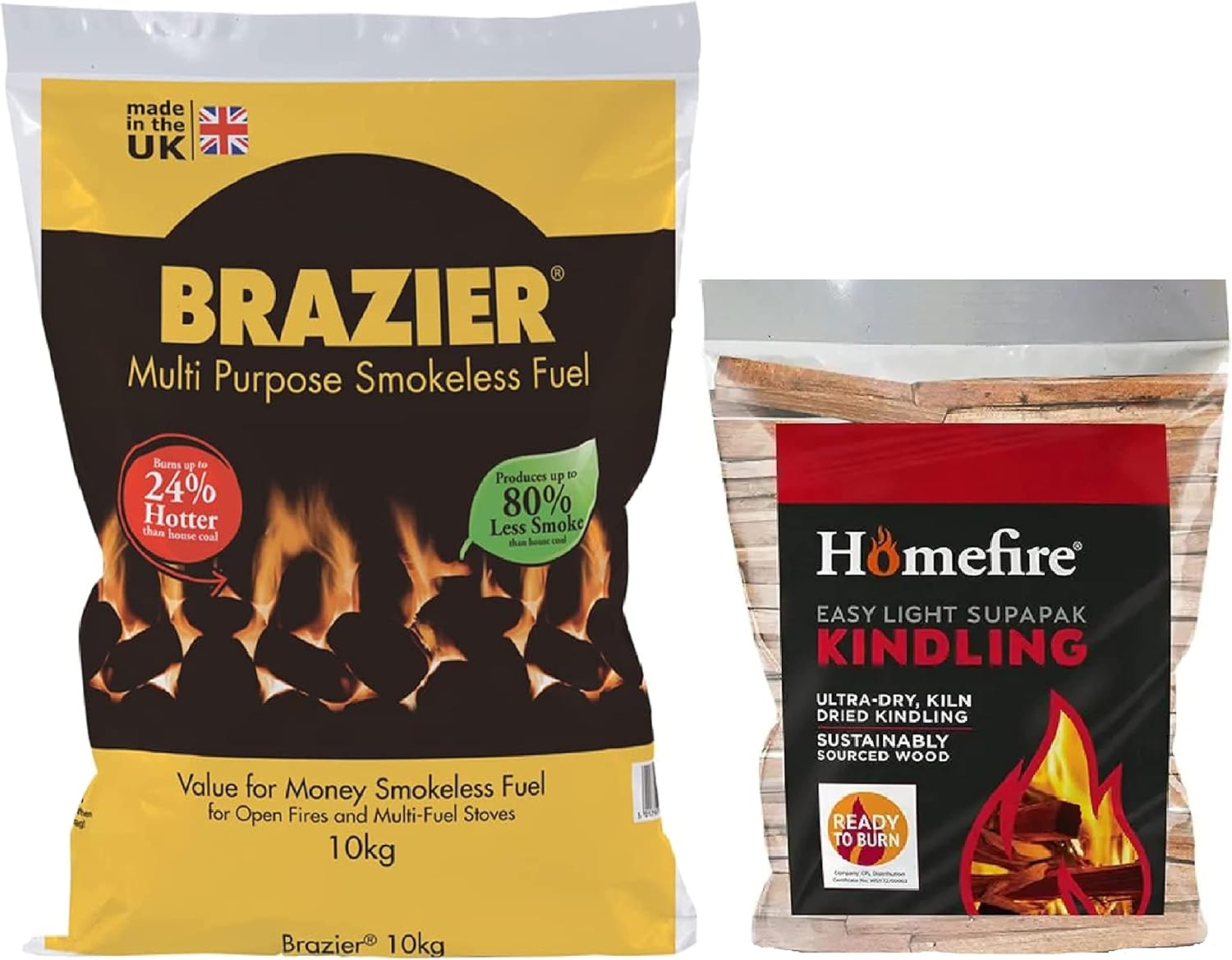 Brazier 10kg Multi Purpose Smokeless Fuel &1.7kg Bag of Homefire