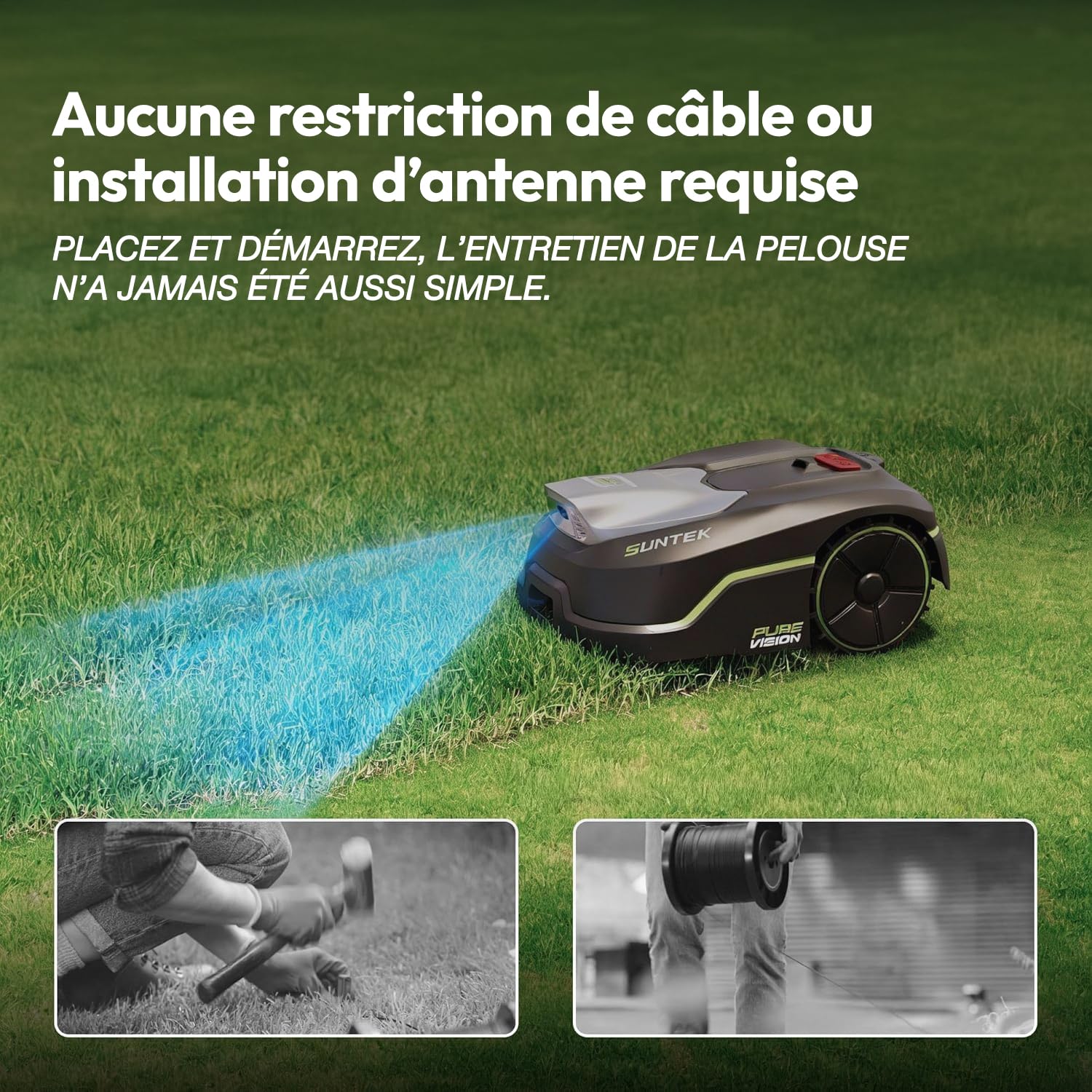 SUNTEK Pure Vision 300 Robot Tondeuse sans Fil – Robot Tondeuse Connecté – 300 m² – Vision IA - Application Mobile - Mul — vue 3