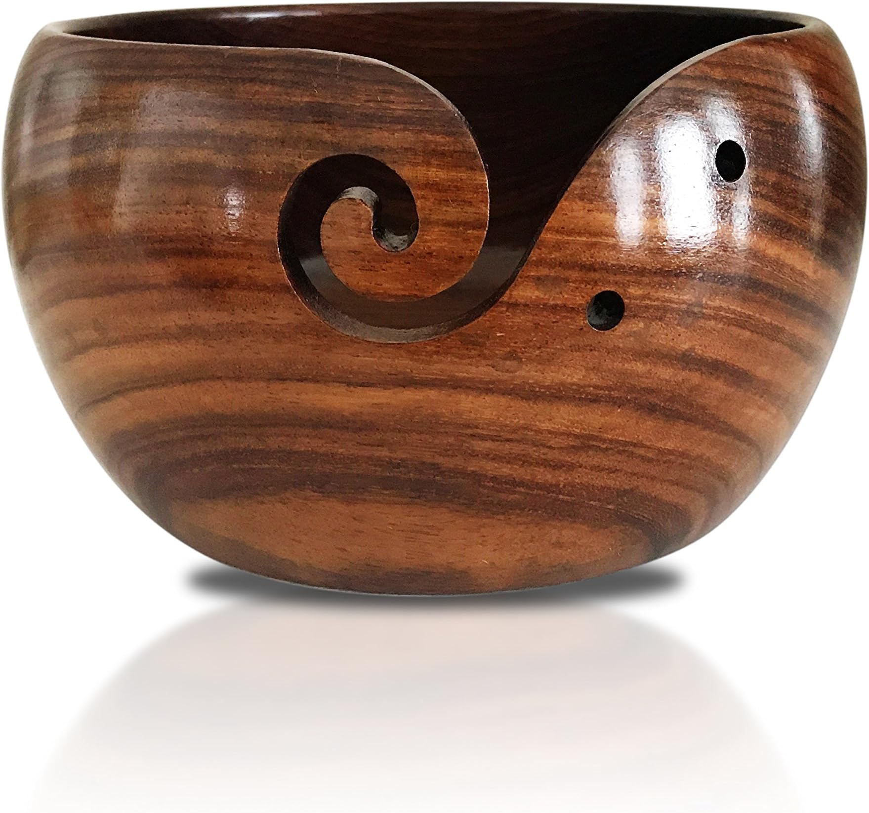 Extra Large Wooden Yarn Bowl – 7x4 – Handcarved from Indian Rosewood