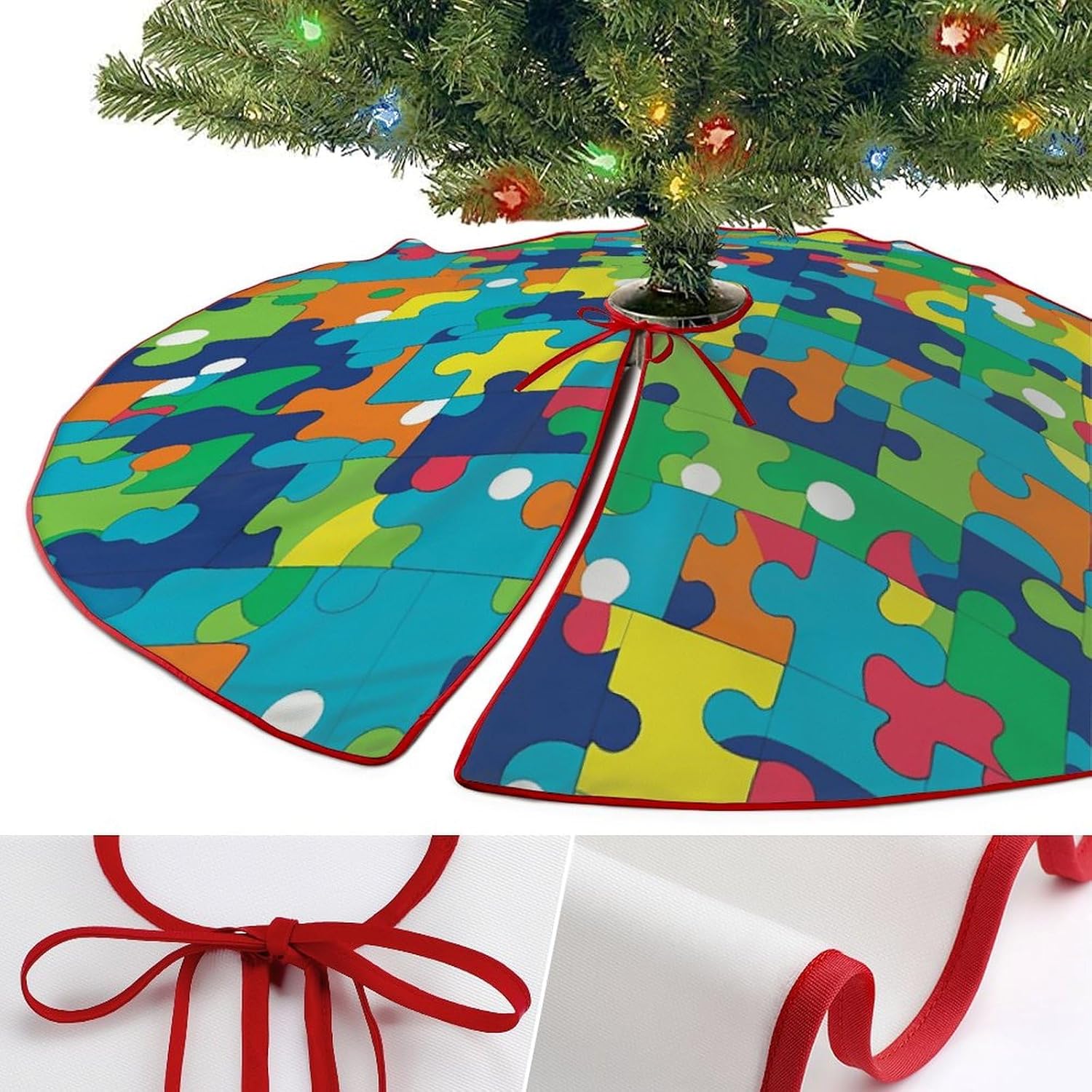 Christmas Tree SkirtColor Puzzleclassic Fashion Tree Skirt Painted Multifunctional Christmas Tree Skirt