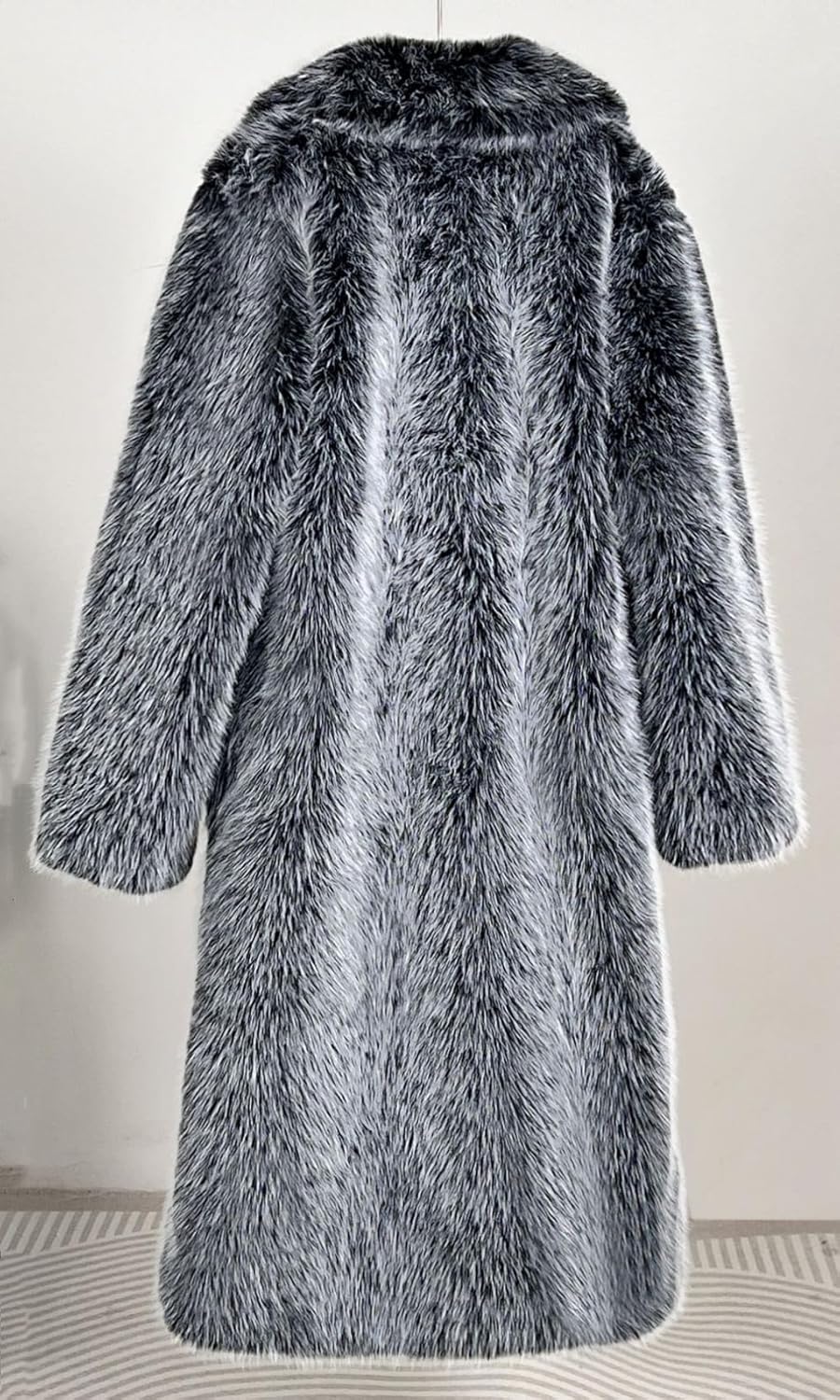 Women's Shaggy Faux Fur Warm Maxi Overcoat Outwear,Fluffy Winter Parka Long Jackets Coats - Image 3