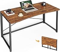 Huuuger 39.3" Folding Desk for Small Spaces - Foldable Computer Table, Home Office Study Bedroom, Rustic Brown Space Saver