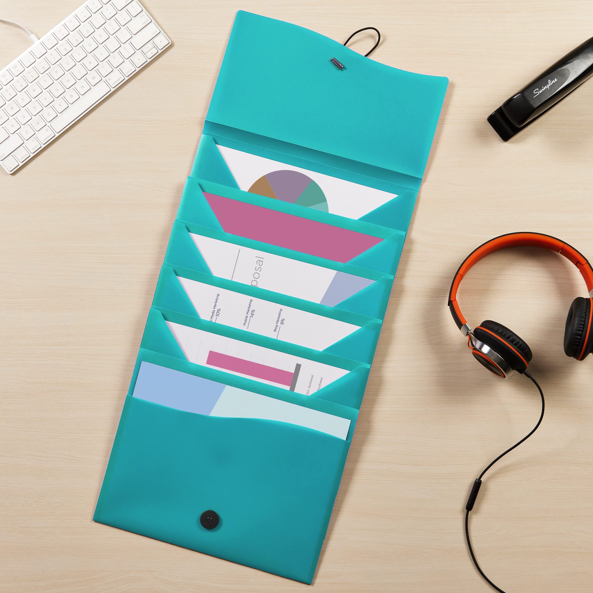 Avery Slide \u0026 View Expanding File Folder, 6 Pockets, Letter Size, 1 Aqua  Folder (73544) – BigaMart, image size:2000x2000