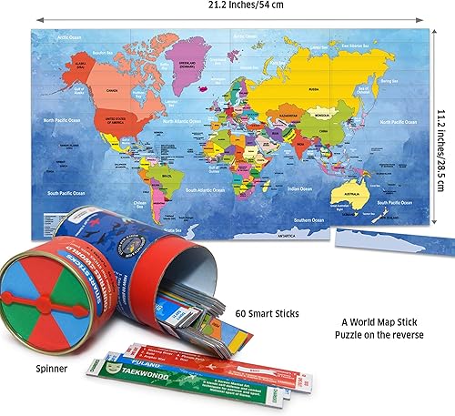 Miniatura 5 de Chalk and Chuckles Smart Sticks Countries of The World Game, regalos para niños de 8 a 12 años, idea de regalo de aprendizaje genial para niños y