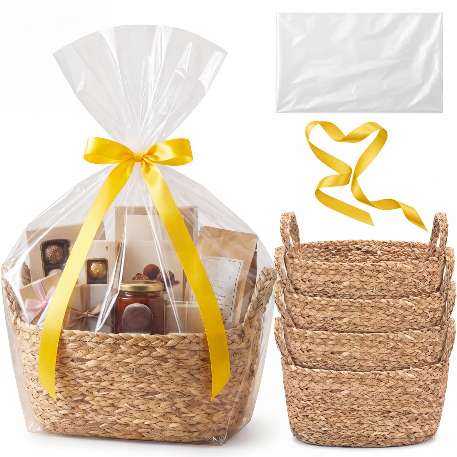 View 1 of ***BASKET ONLY***Colingmill 1 Pack Empty Gift Basket with Gift Bag and Ribbons, 15×10×6” Natural Wicker Basket, Storage Natural Rope Baskets, Decorative Gifts Organizer for Baby Showers, Raffle, Wedding, Birthday