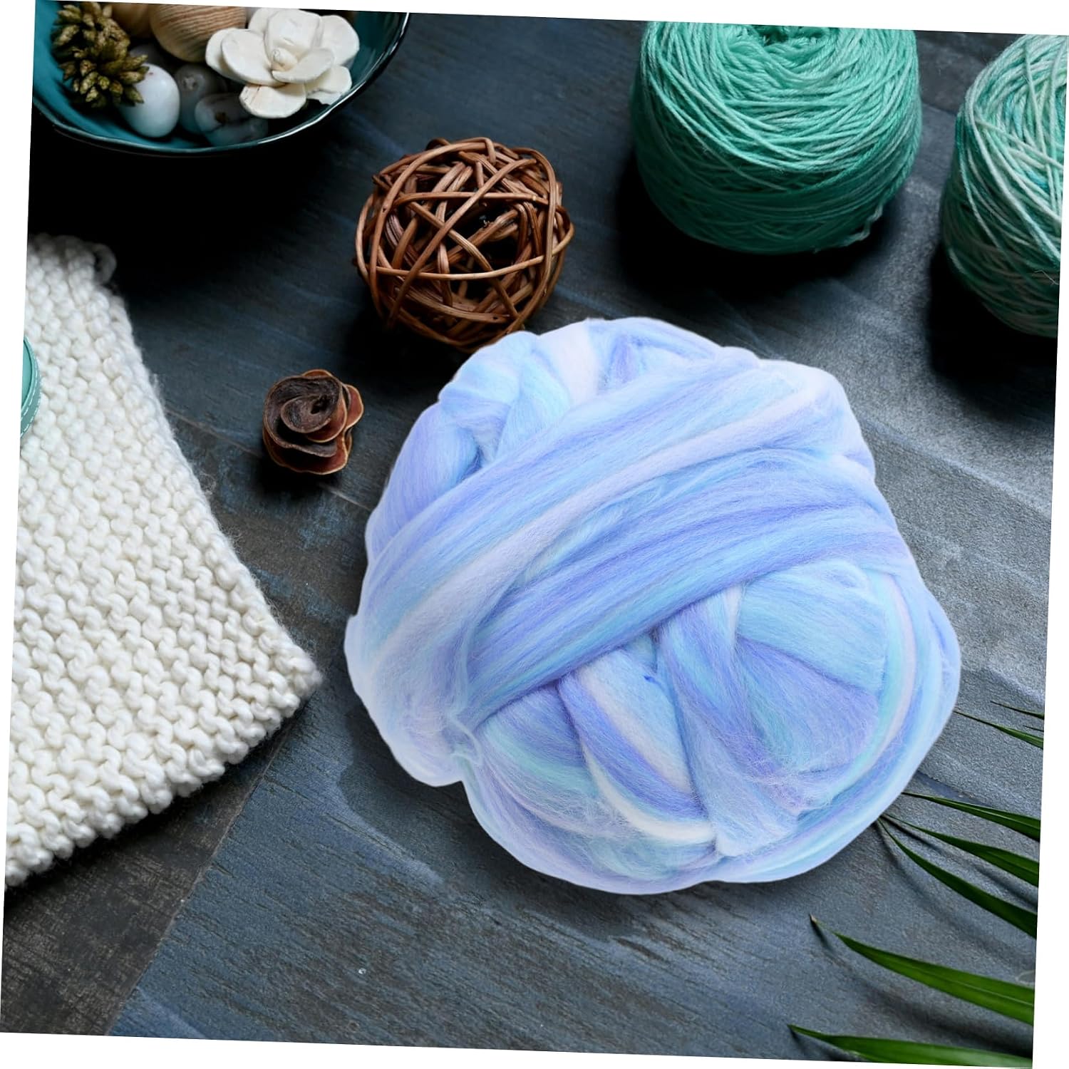 Generic Merino Wool Yarn Soft Cotton Felt Yarn Pack for DIY Felting for Needle Crafts