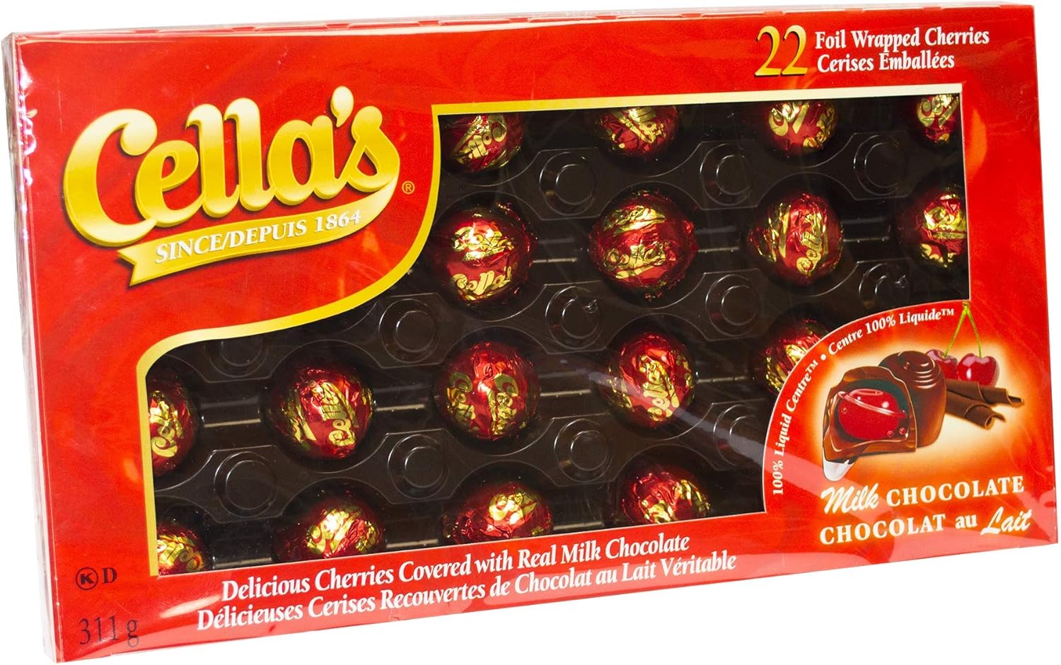 Cella's Milk Chocolate Covered Cherry Deluxe Gift Box, 22 Count