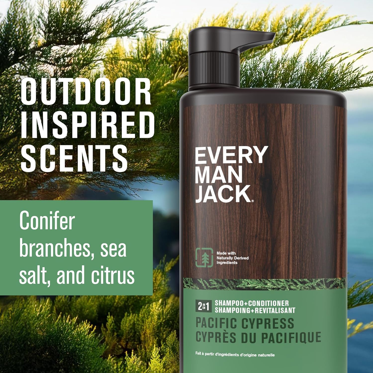 Every Man Jack 2-in-1 Daily Shampoo + Conditioner - Pacific Cypress | Nourishing For All Hair Types, Naturally Derived, Cruelty-Free Shampoo and Conditioner Set for Men | 24oz -1 Bottle - Image 3