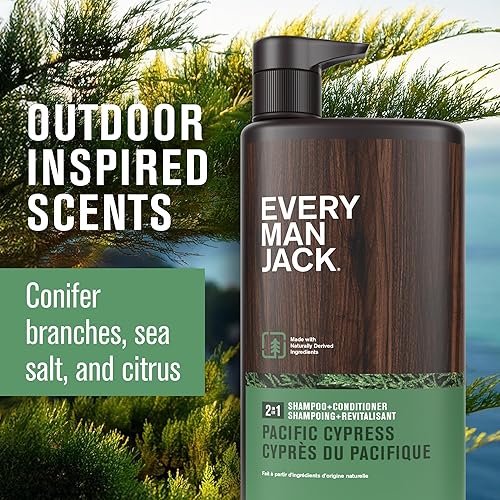 Miniatura 3 de Every Man Jack Champú y acondicionador diario 2 en 1 - Pacific Cypress  Nutritivo para todo tipo de cabello, derivado de forma natural, juego de