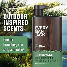 Every Man Jack 2-in-1 Daily Shampoo + Conditioner - Pacific Cypress | Nourishing For All Hair Types, Naturally Derived, Cruelty-Free Shampoo and Conditioner Set for Men | 24oz -1 Bottle