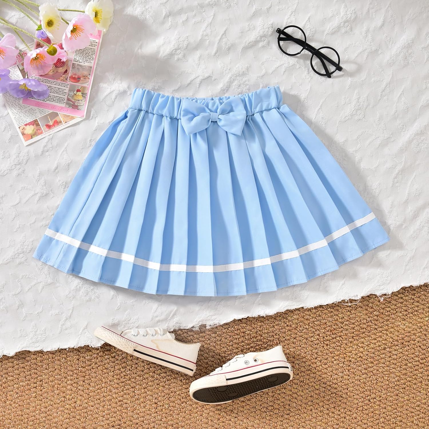HIHA Girls Polo Shirt Pleated Skort 2 Piece School Uniform Set Size 6-12