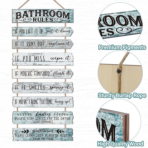 Miniatura 3 de Decoración de pared de baño, letreros divertidos para baño, reglas de baño, imágenes, decoración de pared, decoración rústica de granja, decoración