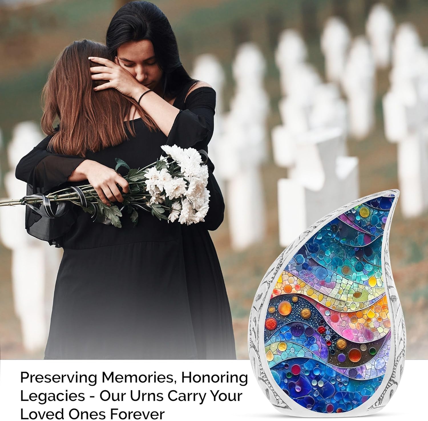 Large Dreamscape Spectrum Urn for Human Ashes, Cremation Urns for Ashes, Urns for Women, Female Urn, Funeral Urns for Men Ashes Adult Male, Burial Urns for Adult Human Ashes, Memorial Urn 10inch