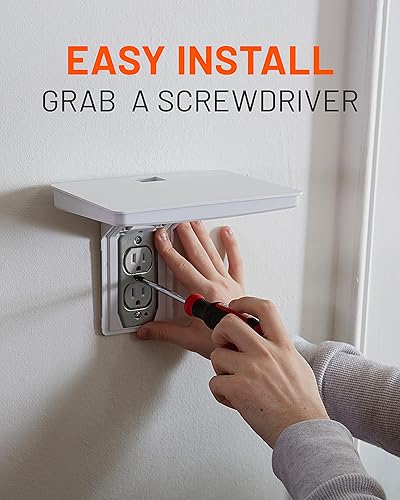 Miniatura 7 de ECHOGEAR Estante de toma de corriente ancho - Diseño de última generación con almacenamiento de cables incorporado y espacio para enchufes