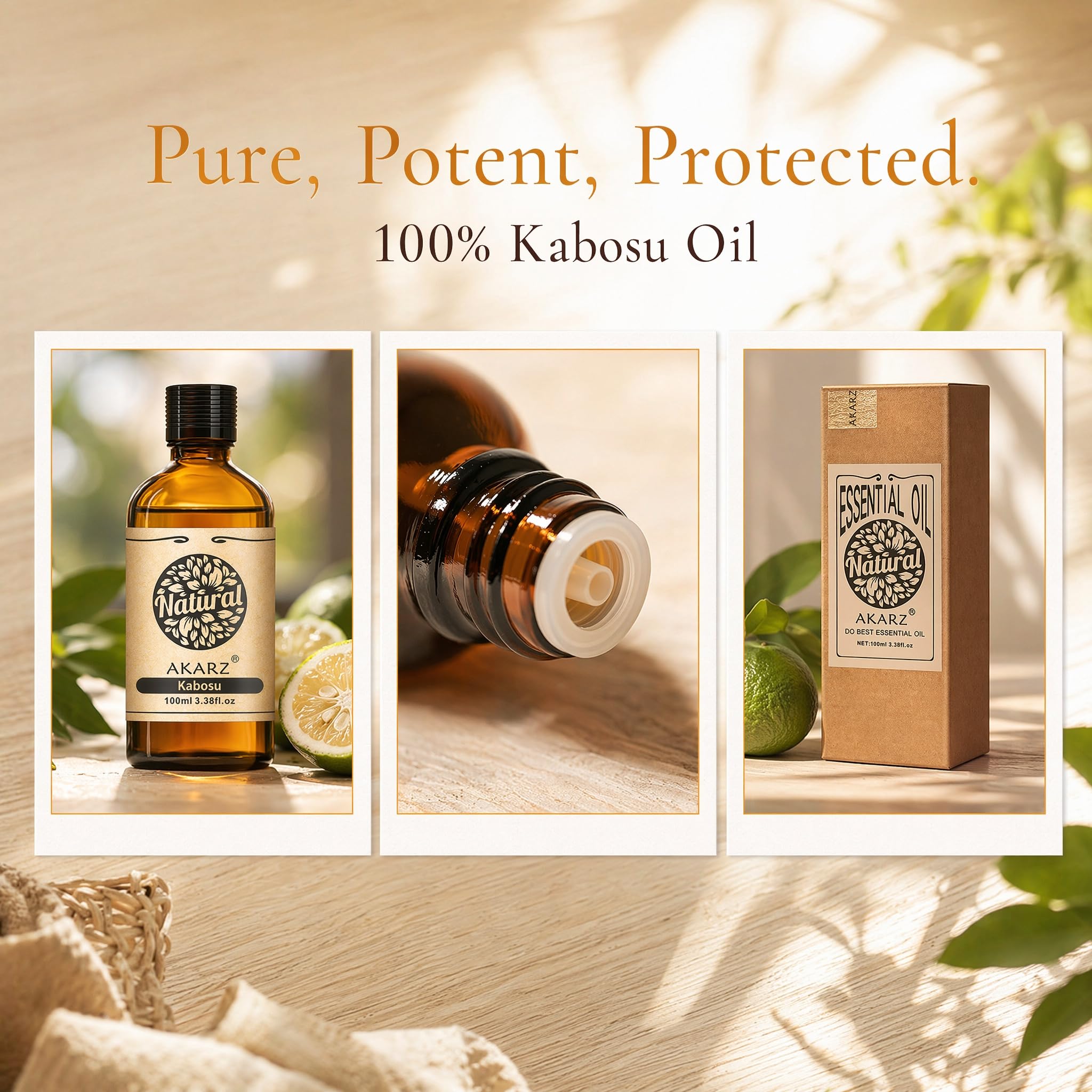 AKARZ 100ml Olejek esencjny z Kabosu - Naturalny olejek aromatyczny do dyfuzorów, lamp aromatycznych i aromatów pomieszczeń