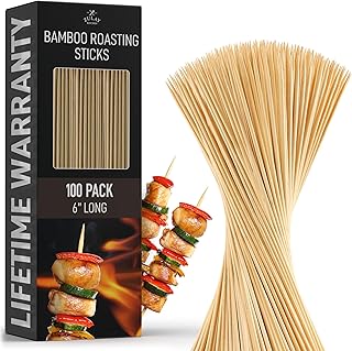 Zulay Premium Bamboo Skewers for BBQ, Grilling, Fruits, Kabob, Chocolate Fountain - Thick BBQ Roasting Sticks - 5mm Heavy-...