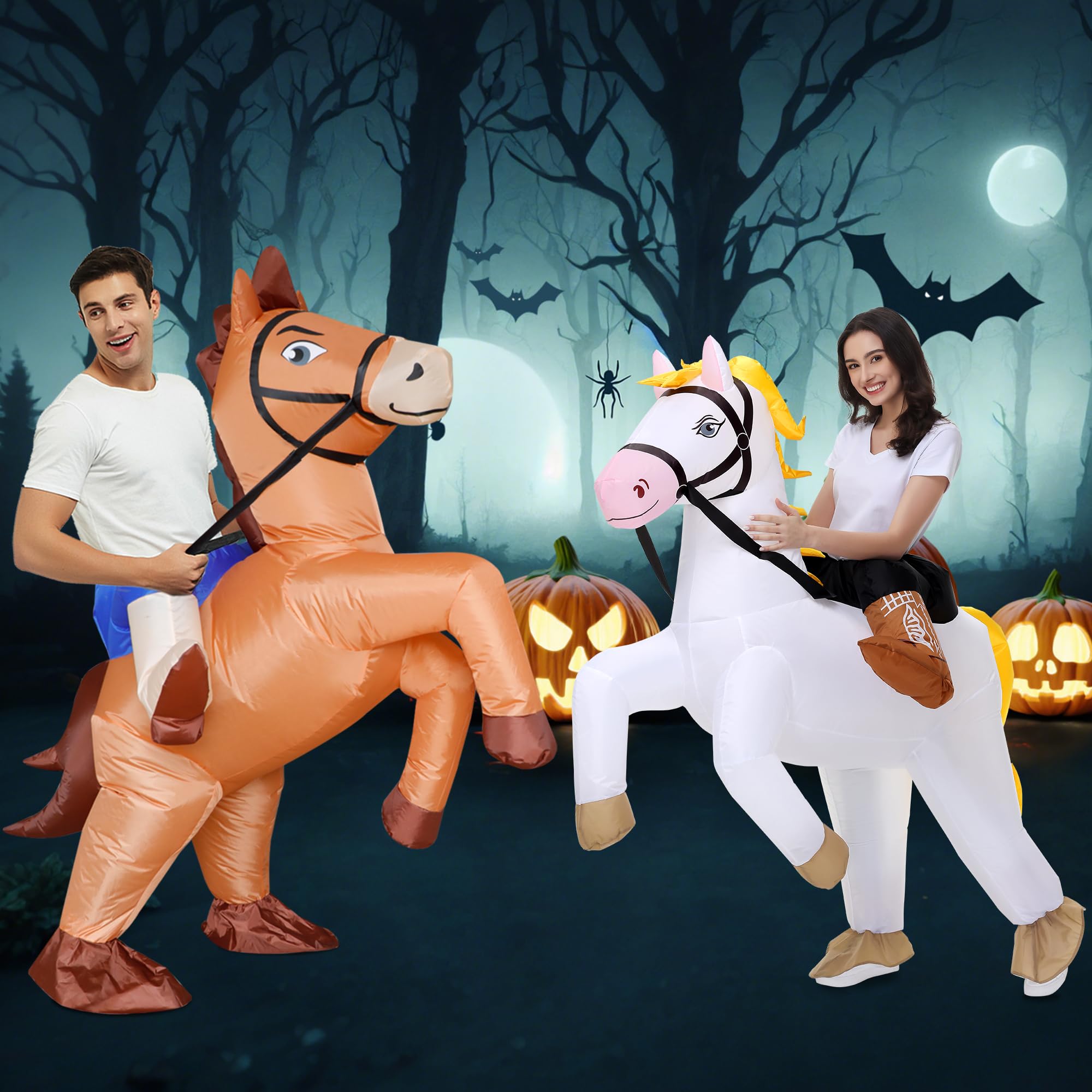 Para nadmuchiwany kostium konia dla dorosłych, nowy kostium do jazdy na koniu dla podwójnych mężczyzn kobiet Halloween impreza cosplay