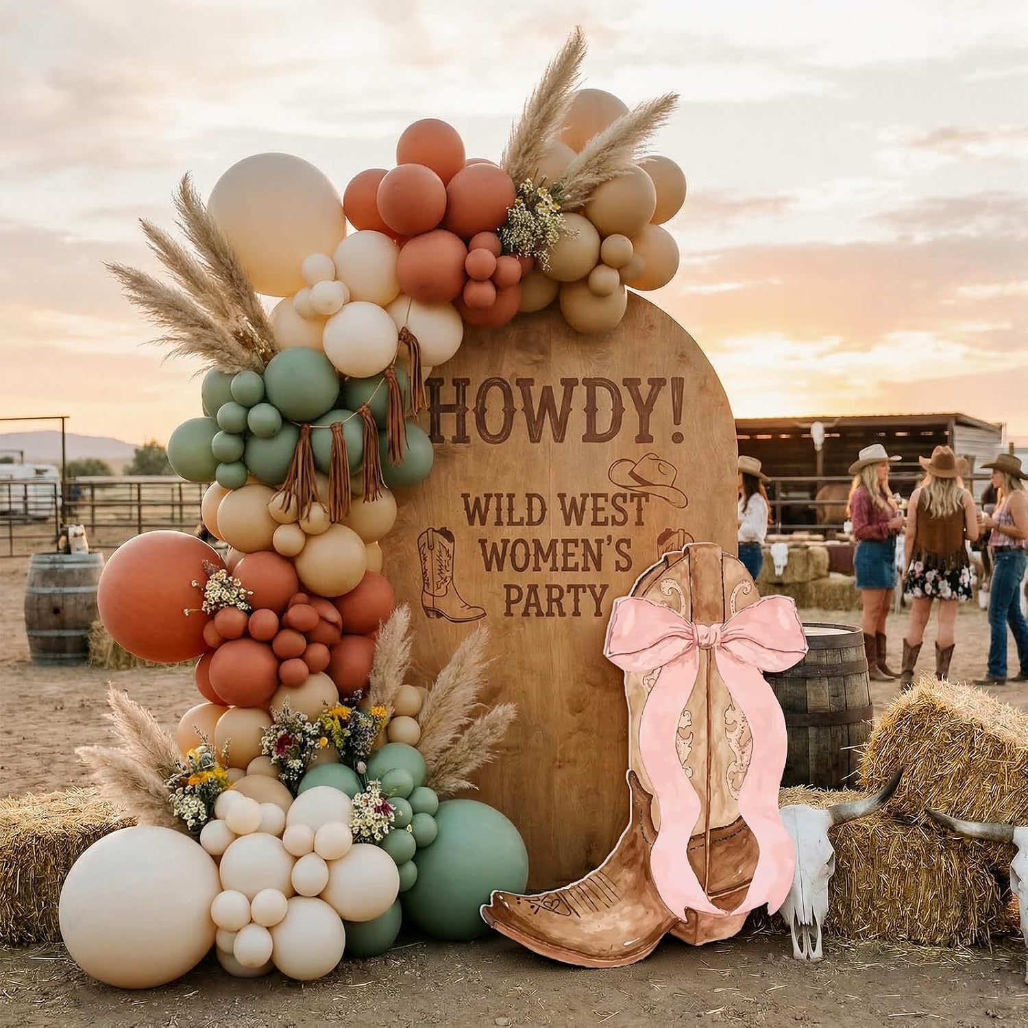 Geetery 4ft My First Rodeo Birthday Decoration Western Cowgirl Boots Backdrop My 1st Rodeo Balloon Arch with Pink Bows Cowgirl 1st Birthday Party Supplies for Baby Shower Bachelorette Wedding Supplies