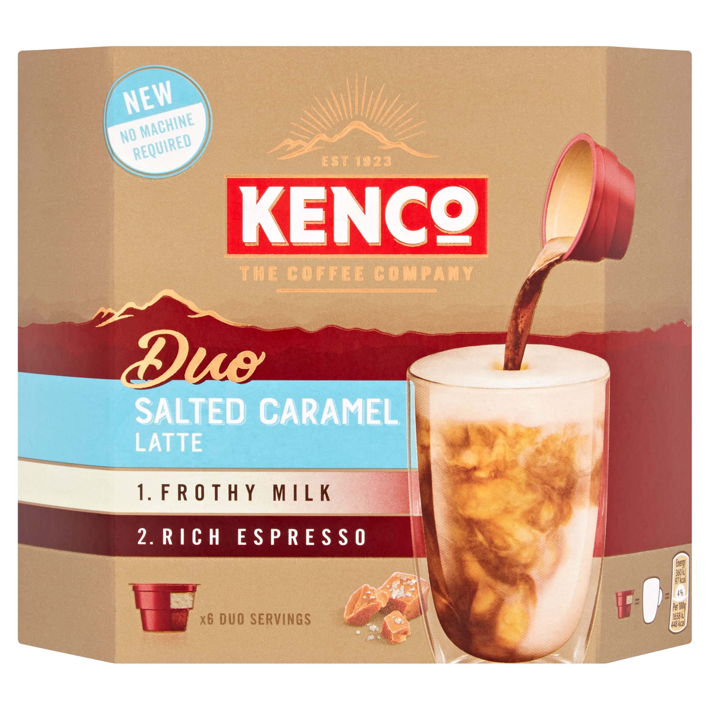 Kenco Duo solona karmelowa latte kawa rozpuszczalna x6 (opakowanie 4 sztuk, łącznie 24 napoje)