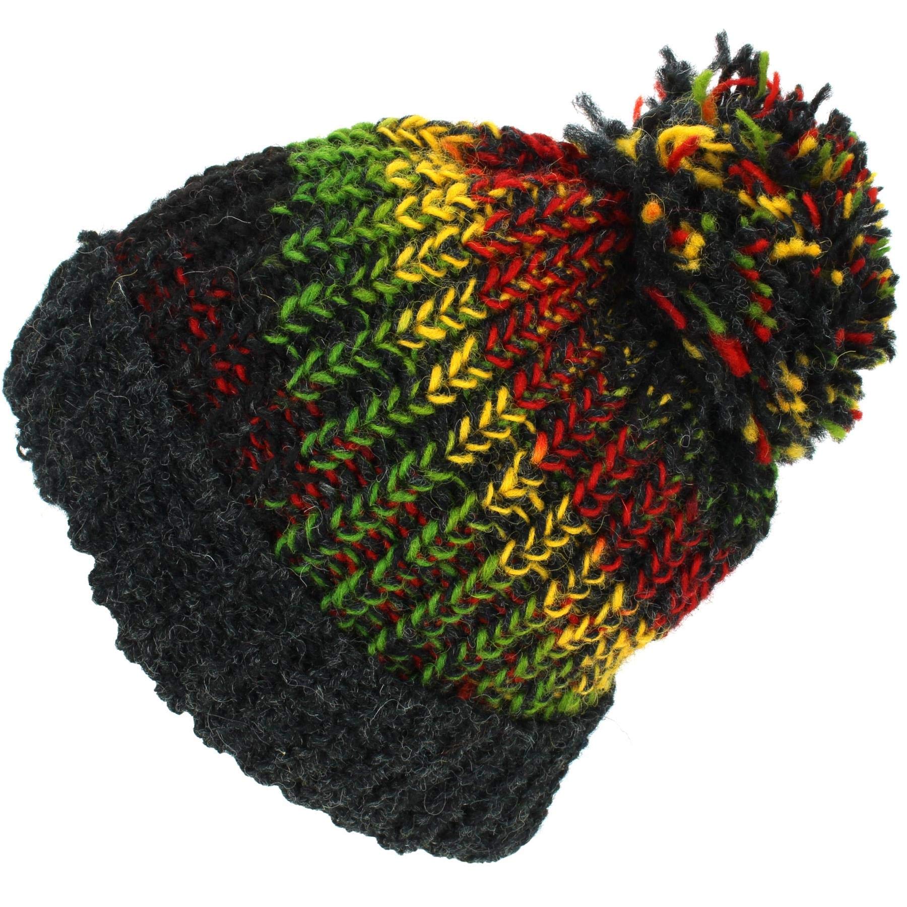 Loudelephant Rasta Wool Knit Beanie Bobble Hat