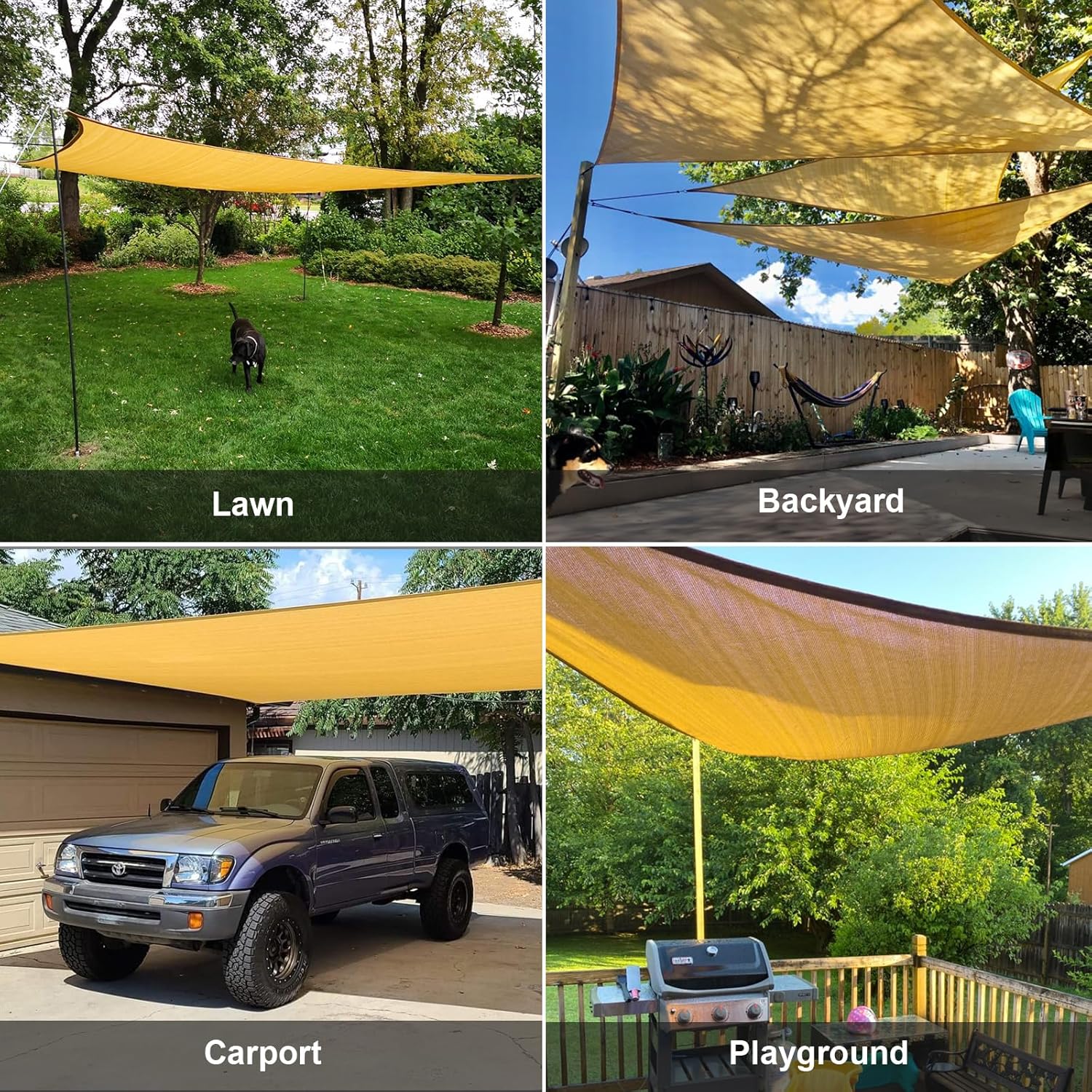 SUNLAX Sun Shade Sail SS-100,10'x10'x10' Sand Triangle Canopy Shades for Outdoor Patio Pergola Cover Sunshade Sails, UV Blocking Canovas Cover