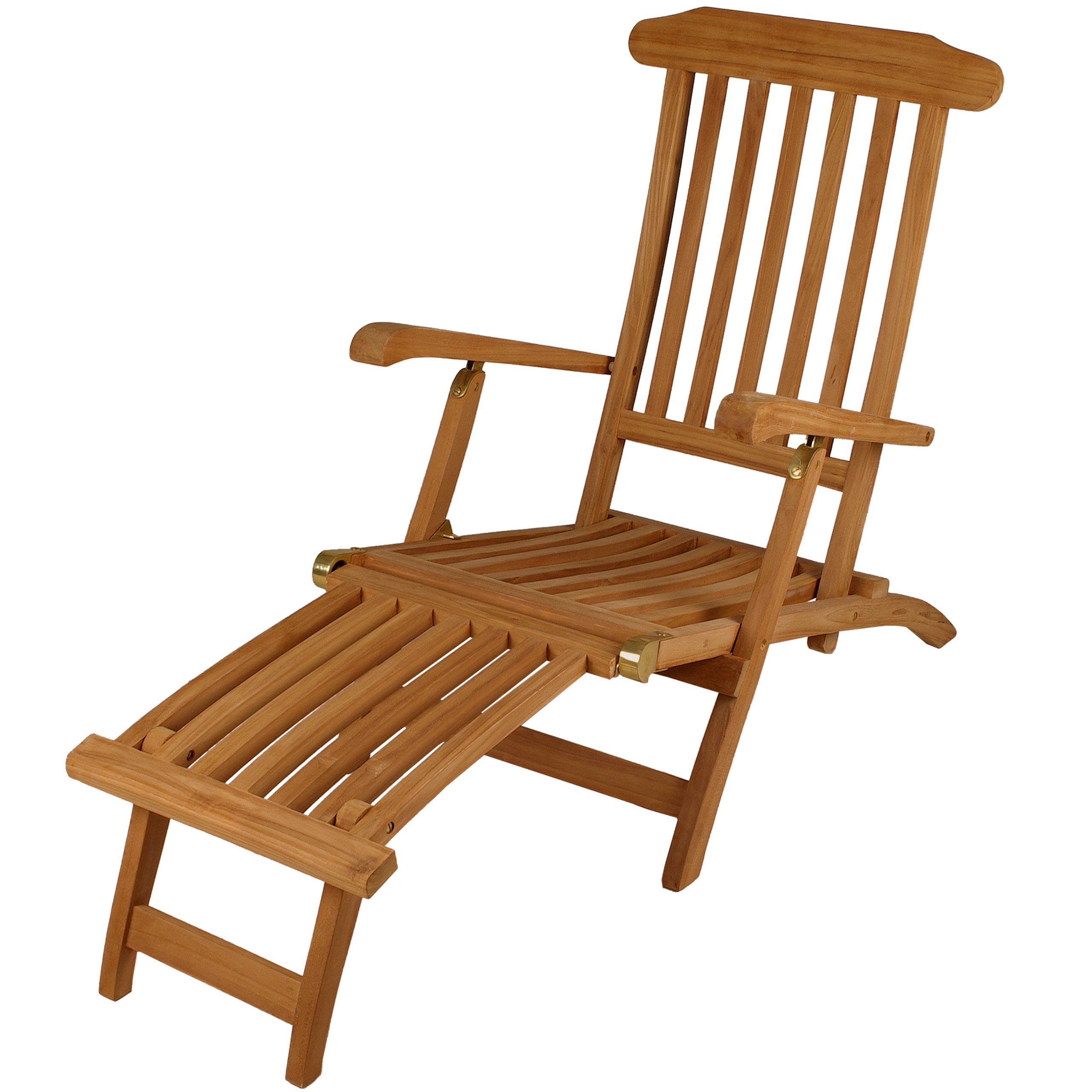 Divero Liegestuhl Florentine Steamer Chair aus Teakholz, behandelt - Farbe: Braun