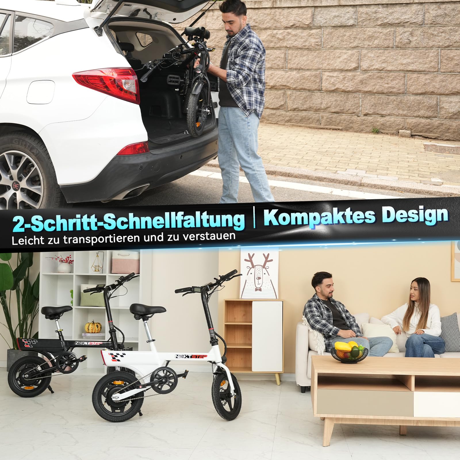 Vélo électrique, E Bike pour Adolescents et Adultes - Portable - pour Les trajets urbains - Max. 25km/h - Moteur 250W - autonomie 30-45km - 3 Modes de Conduite - Freins à Disque - écran LCD.