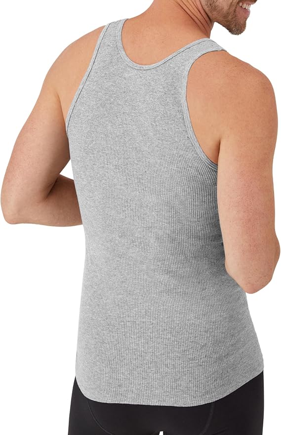 Hanes Men's Tank Undershirt Pack, Cotton Tank Undershirt, Moisture-Wicking, Breathable, White or Grey/Black, Multi-Pack