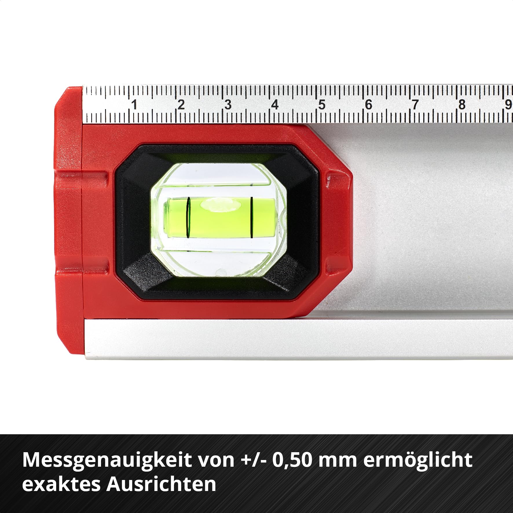Einhell Markierwasserwaage, 80 cm (präzises Ausrichten und Anzeichnen, 4 verstellbare Schablonen, 2 Libellen, mm-Skala, Steckdosenabstände, robustes Aluminiumprofil)