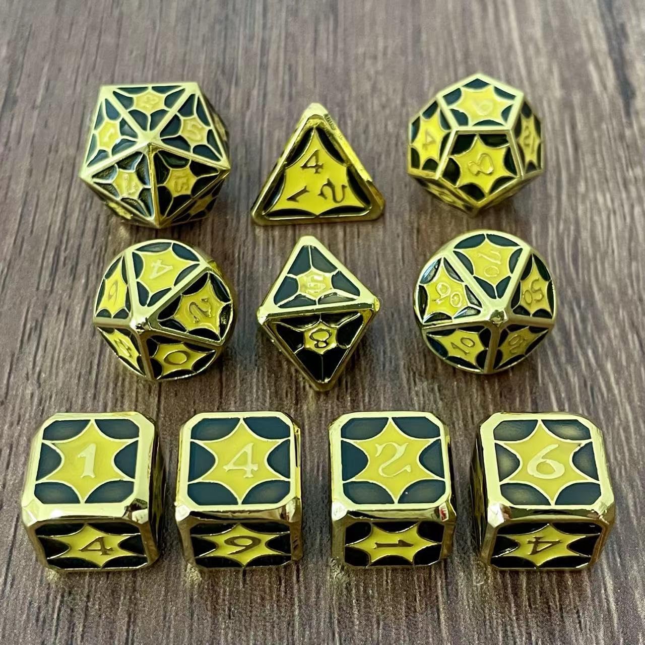 Metal DND Dice Set for Dungeons and Dragons Role Playing Games Tabletop Die (10pcs Design EB)
