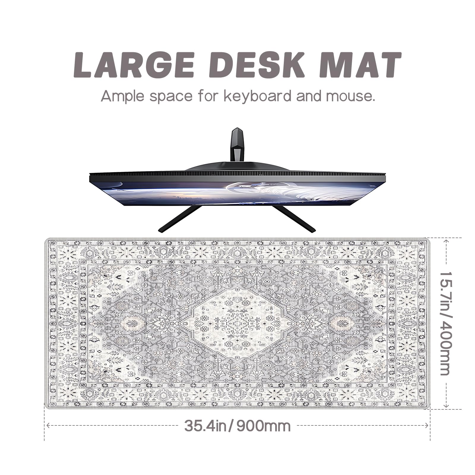 Baziabbo Bonita alfombrilla de escritorio, XXL extendida grande, alfombrilla de mouse para juegos con borde cosido, base de goma antideslizante, alfombrilla de escritorio para el hogar, oficina, juego