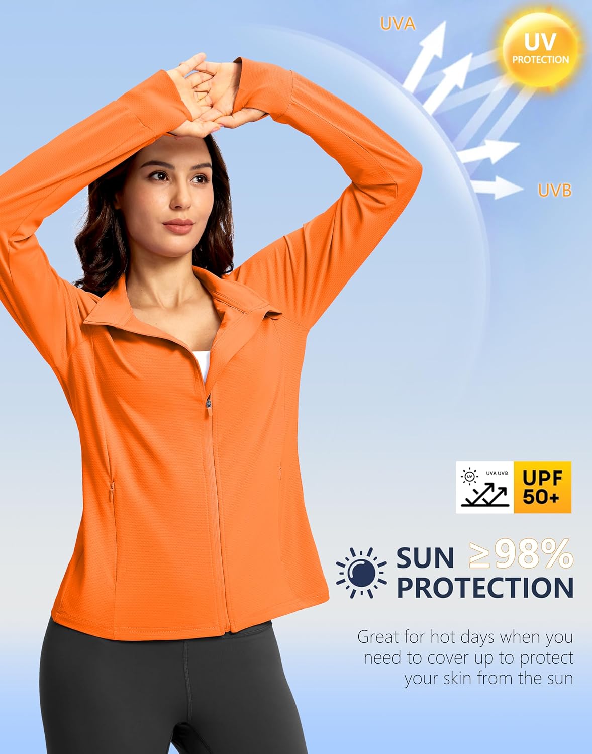 G Gradual Women's Lightweight Athletic Jacket Sun Protection UPF 50+ Zip Up 4 Pockets Long Sleeve Shirts Workout Running - Image 4