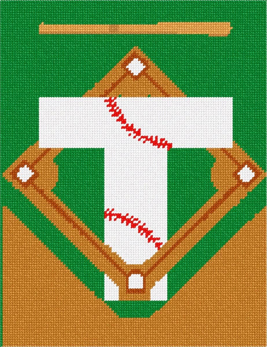 Pepita Needlepoint Canvas: Letter T Baseball, 9" x 11"