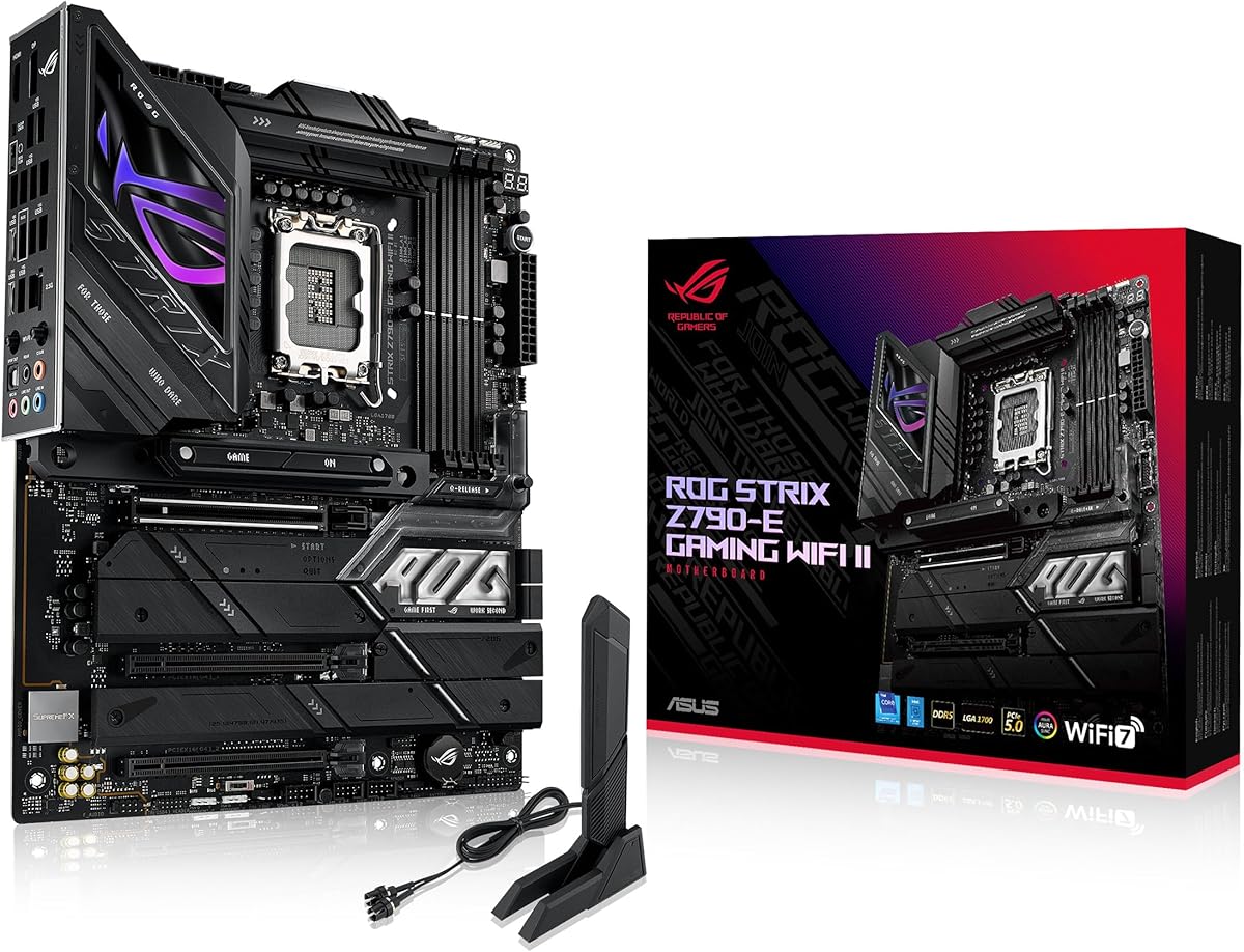ASUS ROG Strix Z790-E Gaming WiFi II LGA 1700(Intel® 14th & 13th & 12th Gen) ATX Motherboard(PCIe® 5.0 NVMe® SSD Slot with M.2 Combo-Sink, DDR5,18+1+2 ower Stages,2.5 Gb LAN)