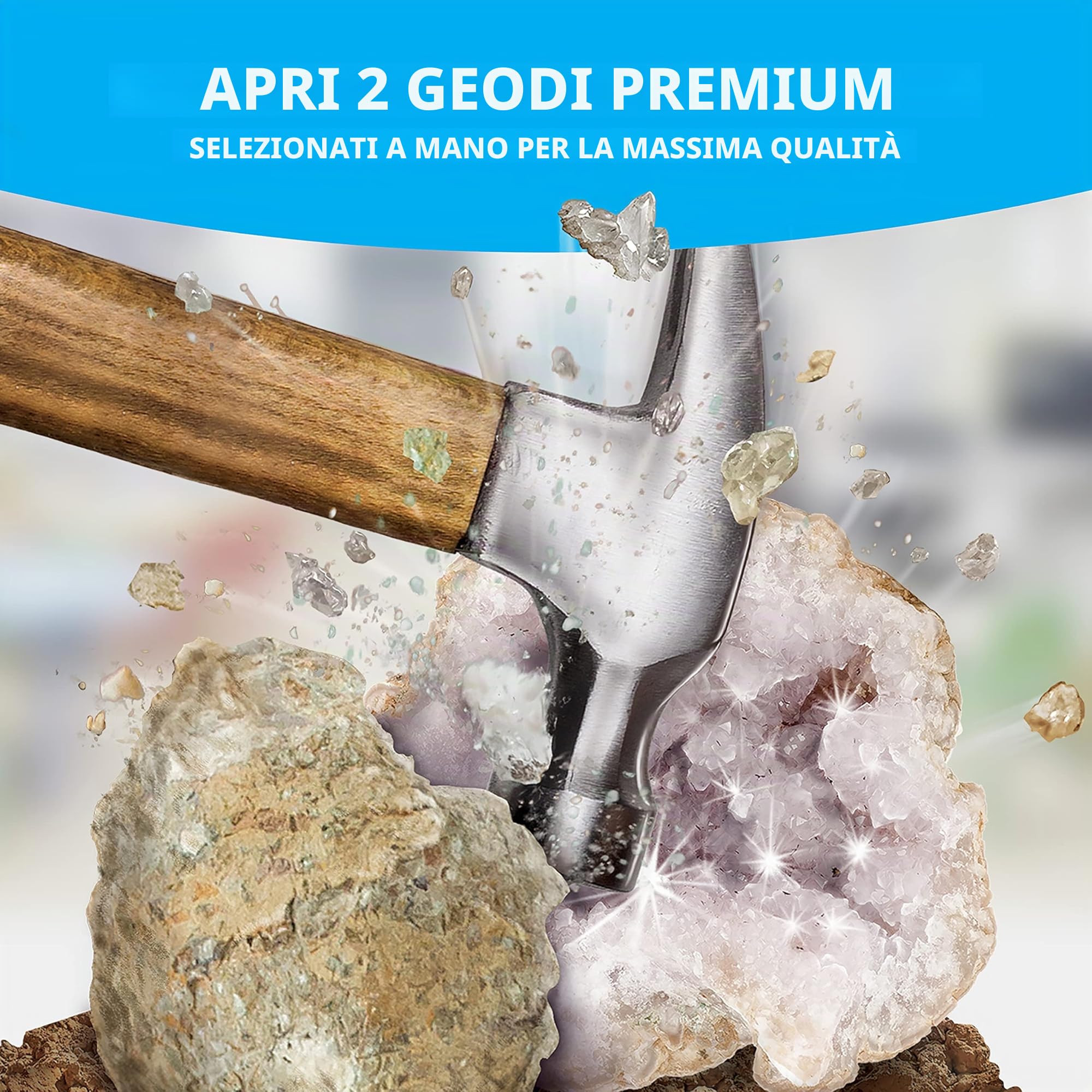 National Geographic - Kit di rocce e fossili – Una raccolta da 200 pezzi che comprende geodi, fossili veri, quarzo rosa, diaspro, avventurina e altre rocce, cristalli e pietre preziose