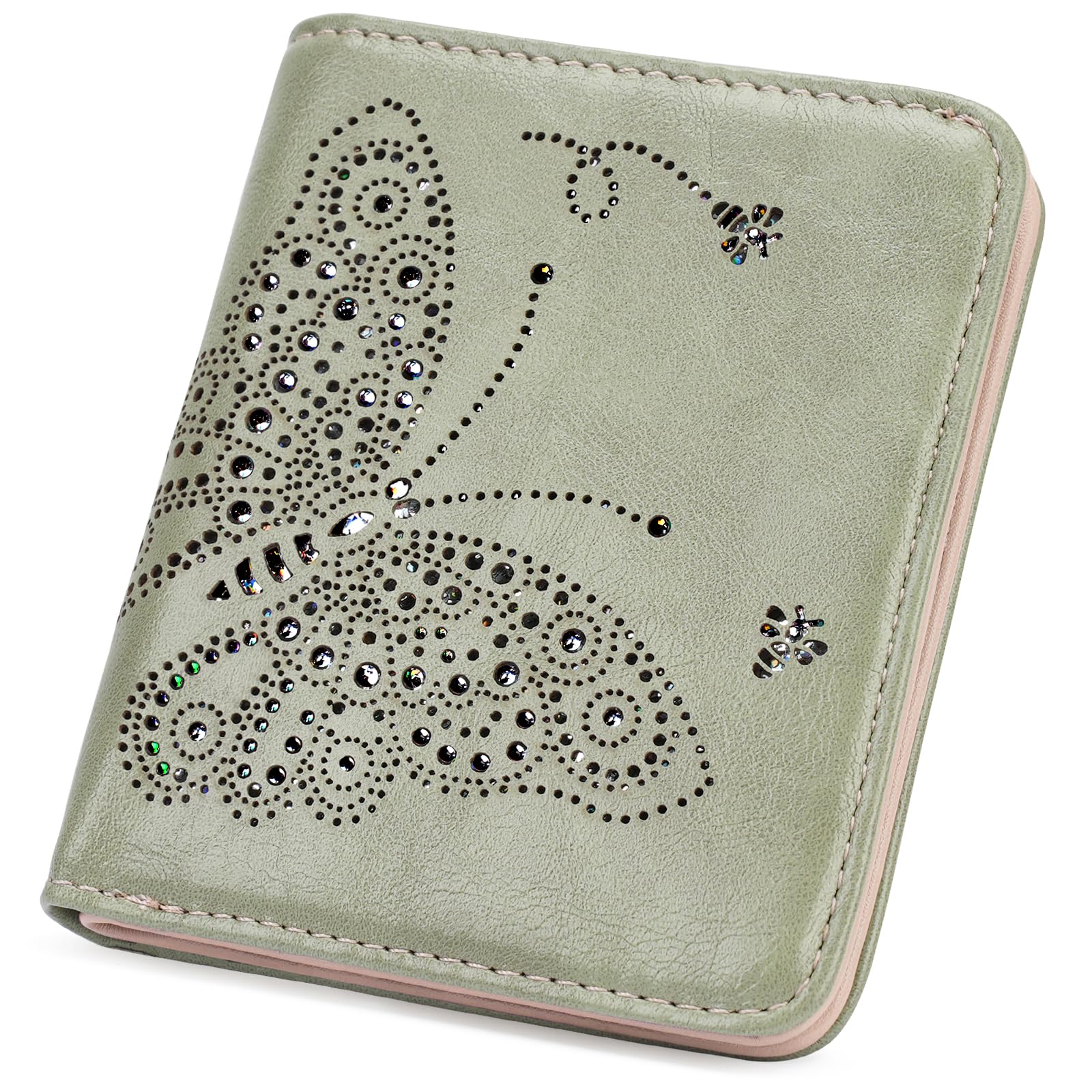 KITEVIUN Small RFID Wallet Women Ultra Thin Slim Womens Wallet Mini Compact Bifold Pocket Ladies Wallets for Women GREEN