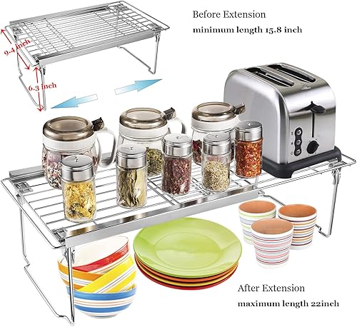 Miniatura 2 de Orgneas Organizador de estante de gabinete expandible, estante ajustable para congelador de 15.8 a 22 pulgadas, organizador grueso y estante de