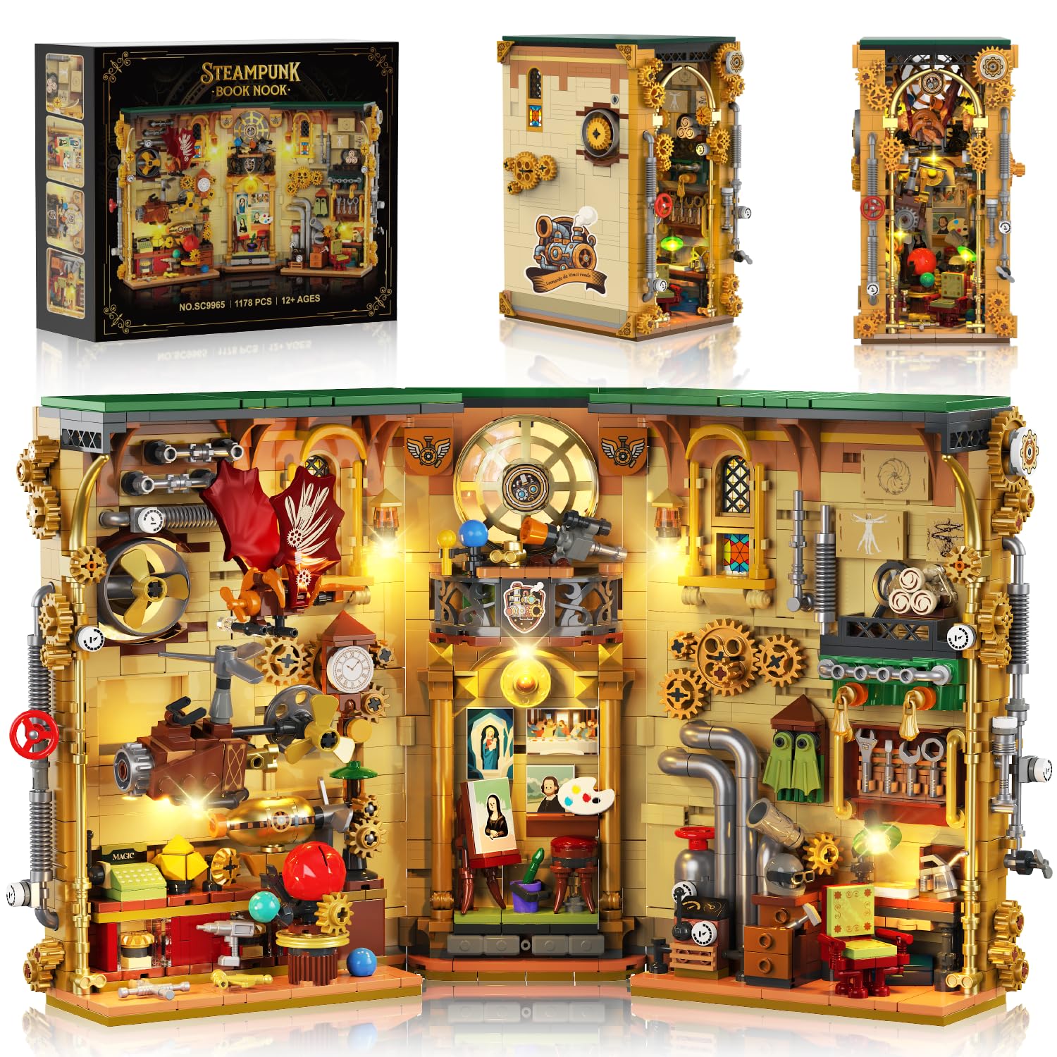 Steampunk Book Nook Building Set with