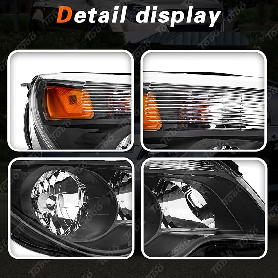 TODO Headlight Assembly Compatible with chevy Equinox Headlamp 2010 2011 2012 2013 2014 2015 w/Bulbs Left Driver+Right Passenger (Black)