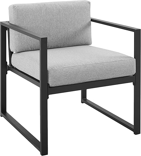 Miniatura 8 de Crosley Hamilton - Juego de conversación de metal para exteriores, 4 piezas, grisnegro mate, sofá biplaza, mesa de café y 2 sillas