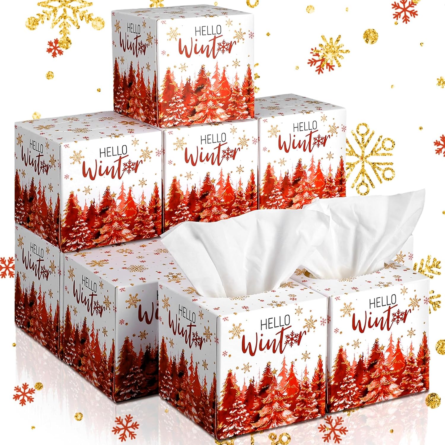 Bencailor 12 Pack Christmas Facial Tissues Cube Boxes