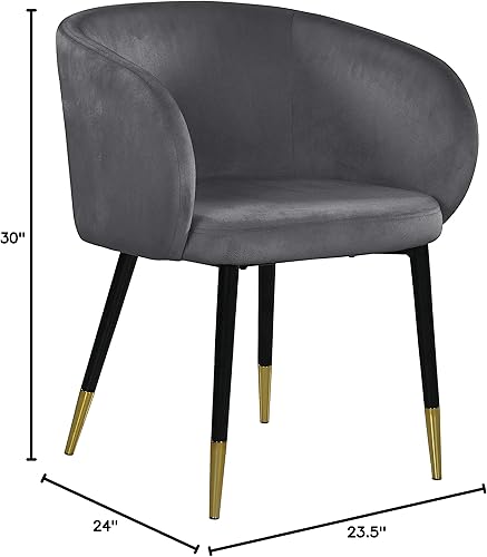 Miniatura 3 de Meridian Furniture Louise Collection Modern | Silla de comedor tapizada de terciopelo contemporáneo con punta dorada, patas de metal negro, 24