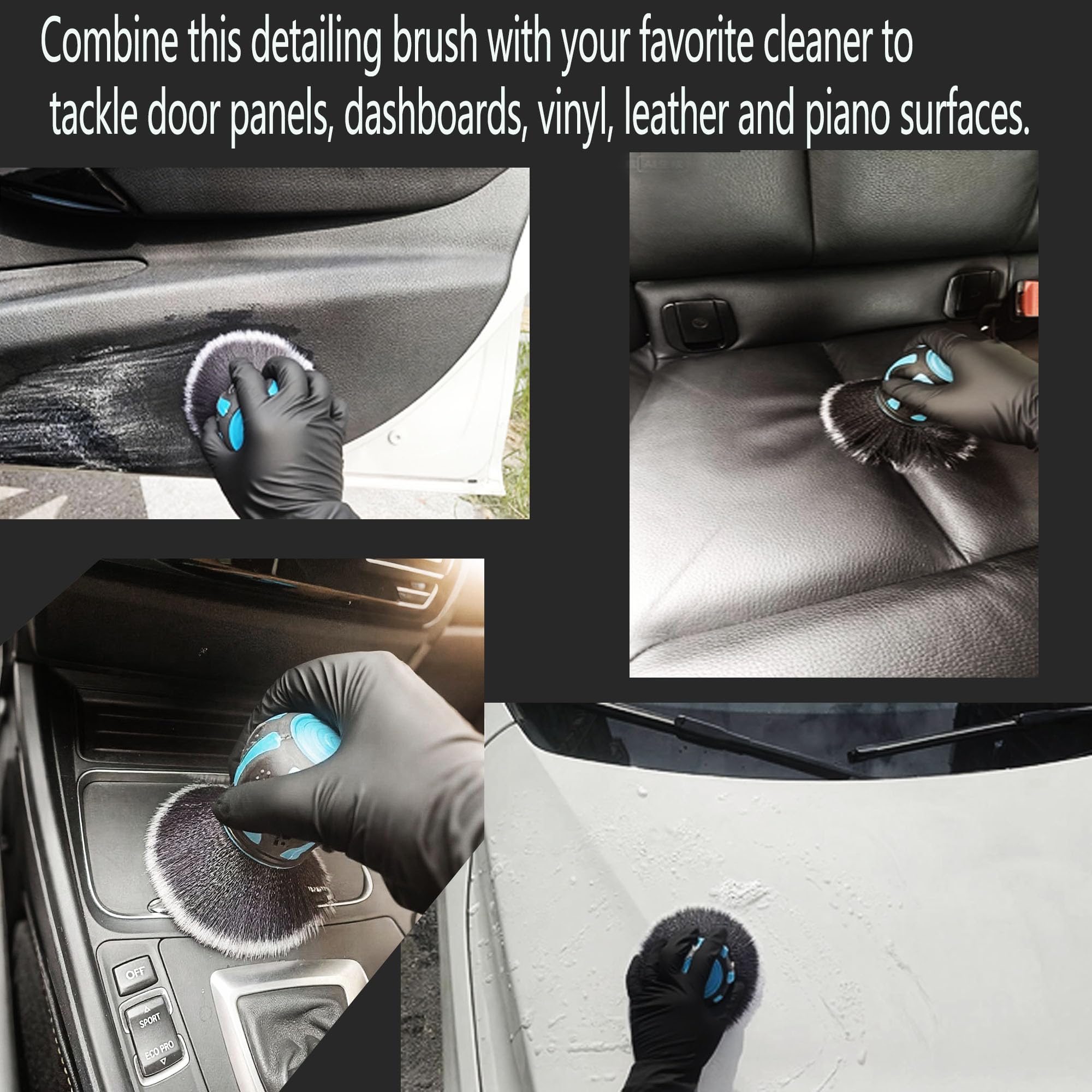 Professionelles Auto-Detail-Pinsel-Set – weiche Borsten, Leder-Armaturenbrettbürste, Dual-End-Entlüftungs- und Fugendüse, langer Griff, Reifenreinigungsbürste für Auto-Detailing, Autowasch-Set