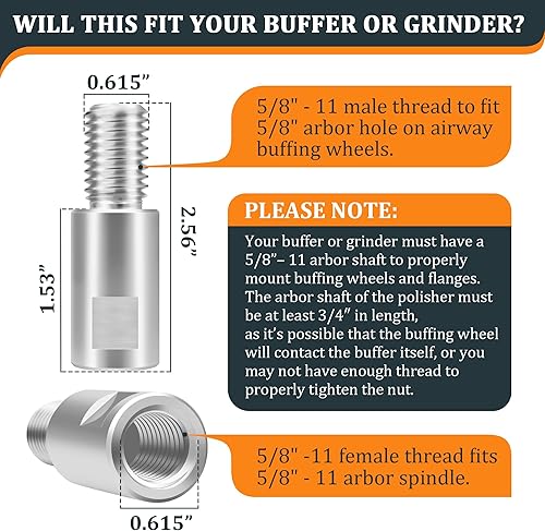 Miniatura 3 de Extensión de almohadilla para vía aérea, eje de extensión de 2 de almohadilla de vía aérea de aluminio para kit de pulido de ruedas de aluminio,