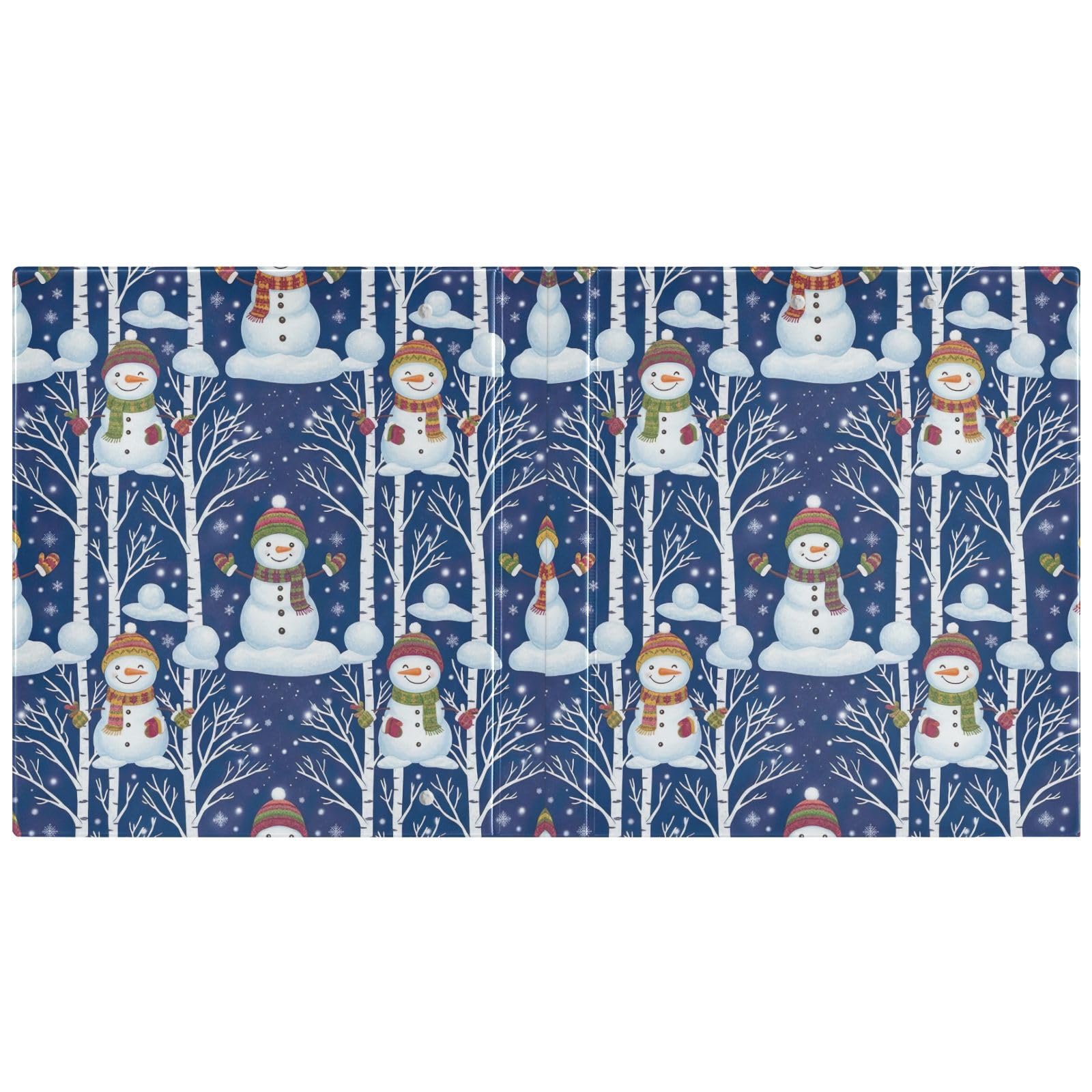 Snowmen - Carpeta de 3 anillos de invierno, color blanco y azul, carpeta de anillos en D, paquete de 2 | Con portapapeles y bolsillos, para escuela, universidad, oficina