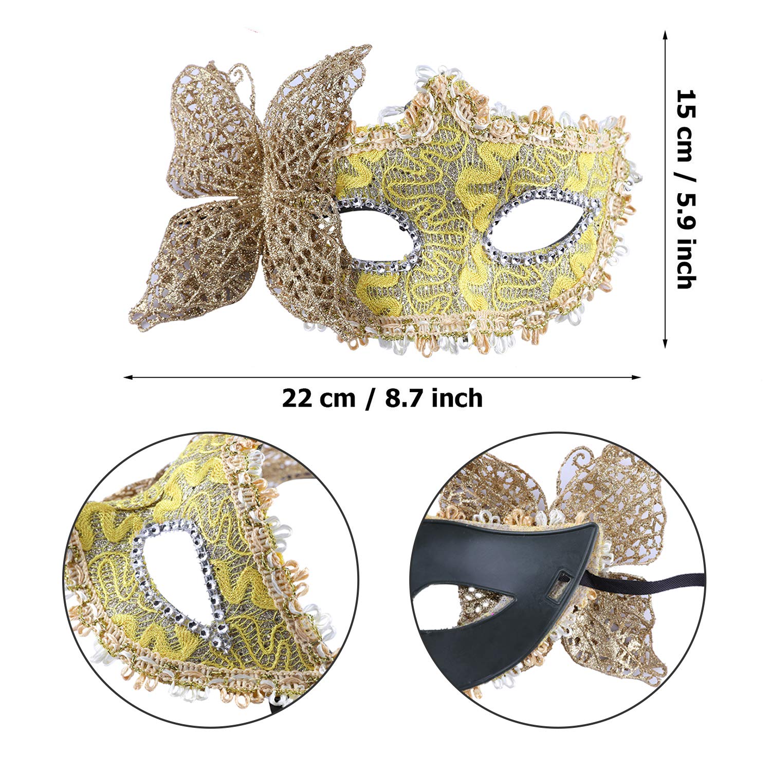 DesignerBox 8 Pieces Masquerade Masks, Half Face Mardi Gras Masquerade Mask Venetian Masks Set (Set 1), Set 2 - Image 4