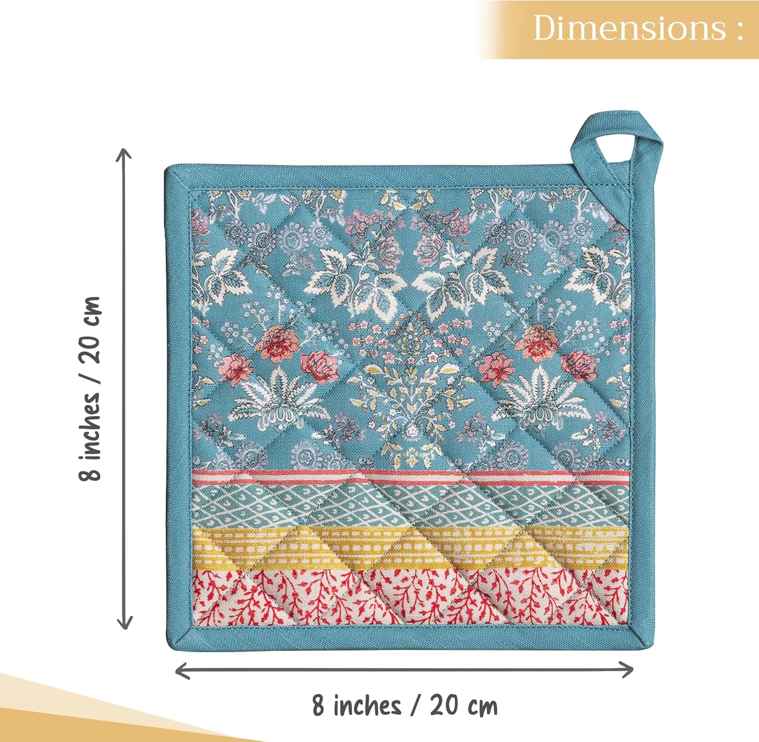 Maison d' Hermine Pot Holders 100% Cotton Heat Resistant Potholders 8" x 8" Hot Pads with Loop BBQ Cooking Baking Easter Decorations Handling Hot Pans Spring/Summer (Pack of 1, Marquise) - Image 4