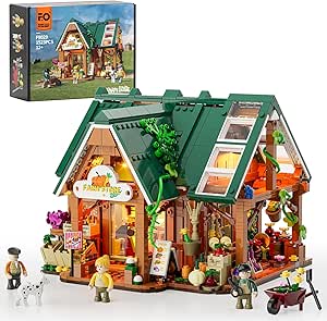 Funwhole Farm-Store Lighting Building Bricks Set - Farm Shop LED Light Construction Building Model Set 1523 Pcs for Adults and Teen